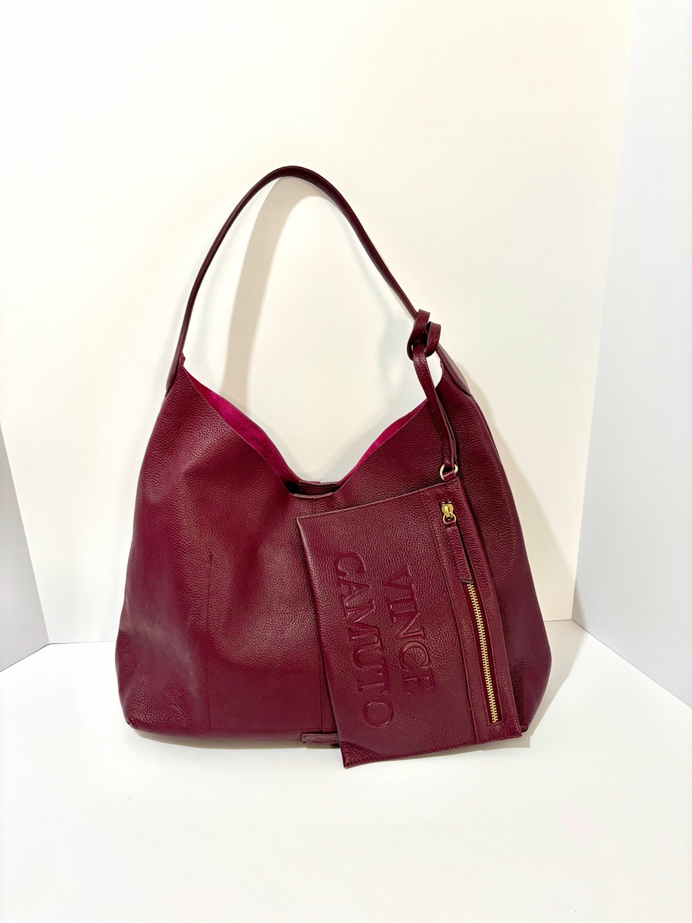 Vince Camuto Jenna Hobo Wine Leather Shoulder Hobo Bag